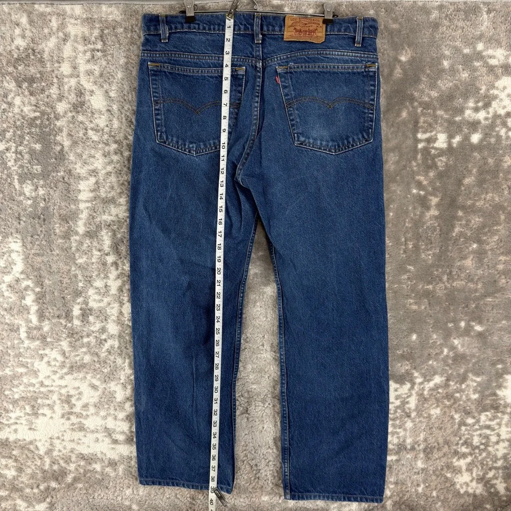 Levi's Size 38x30 505 Straight Leg Regular Fit Denim Jeans Blue Full Length Mens